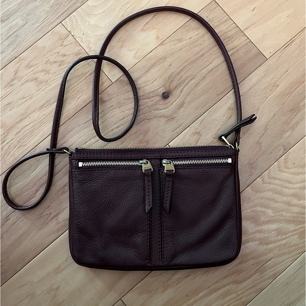 FOSSIL Burgundy Leather ERIN Crossbody Purse Bag, Unused Mint Condition
